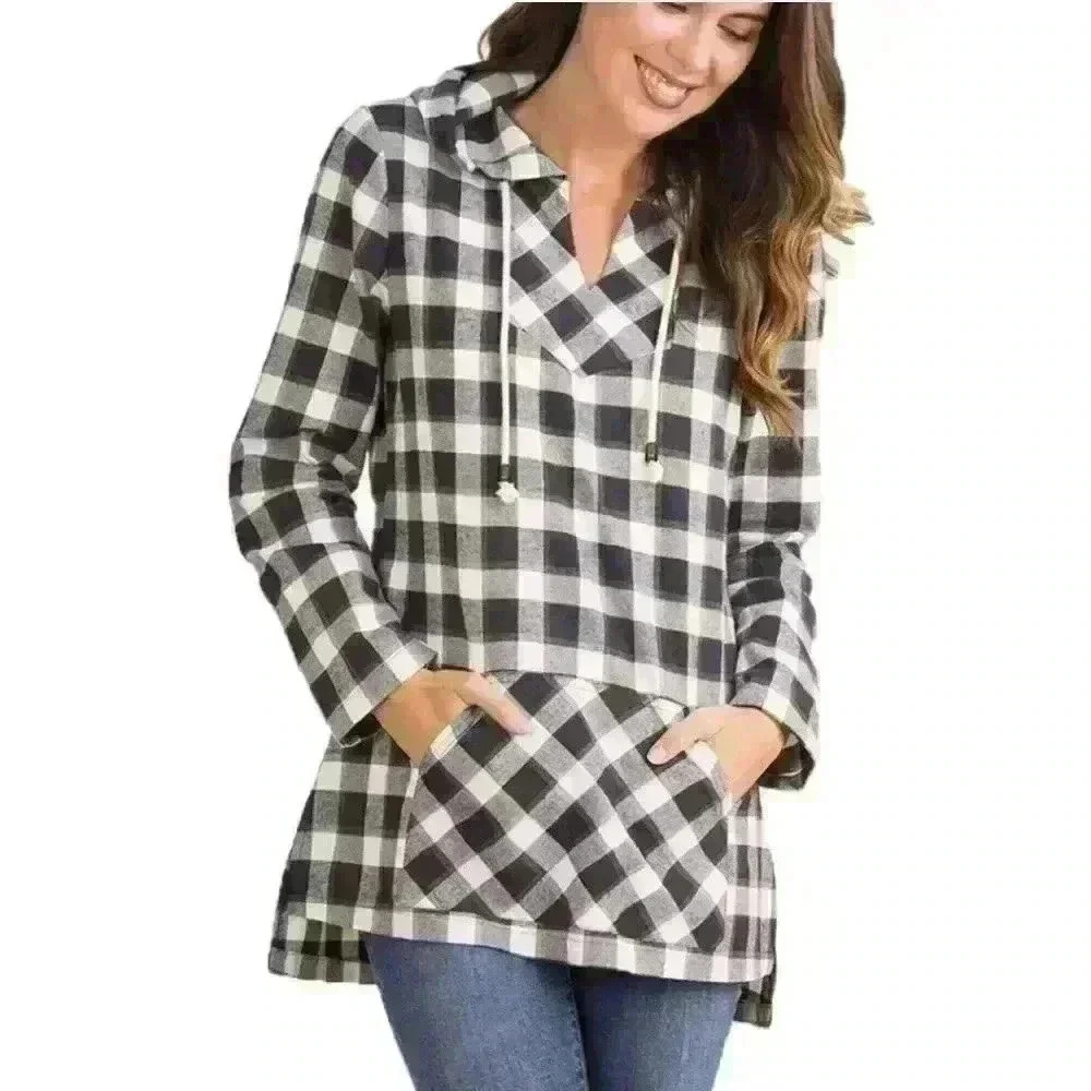 Simply Noelle Black/White Lightweight Plaid Sweater Size XSmall